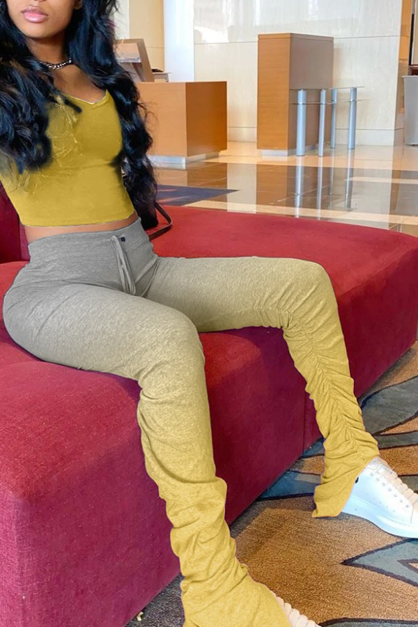 

Lovely Casual Gradual Change Yellow Two-piece Pants Set