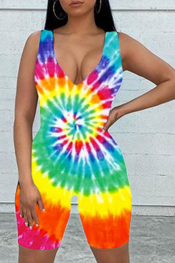 

Lovely Trendy Tie-dye Baby Blue One-piece Romper