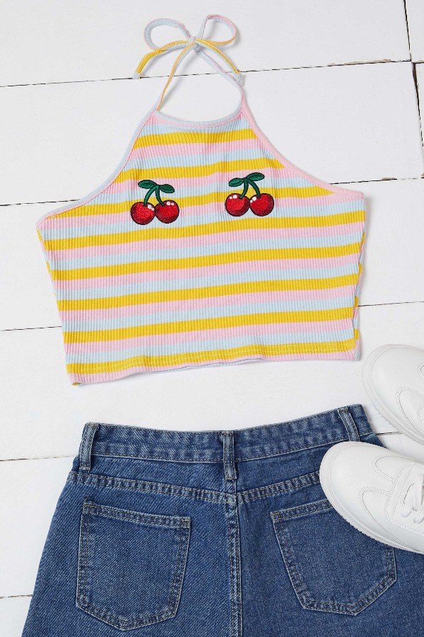 

Lovely Trendy Striped Yellow Camisole