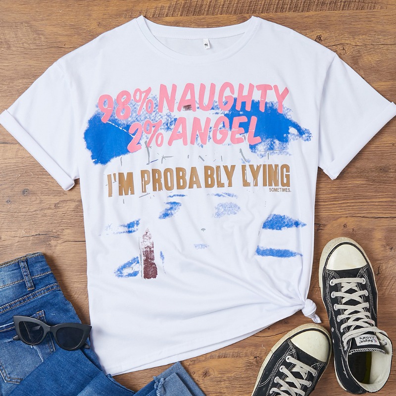 

Lovely Casual Letter Print White T-shirt