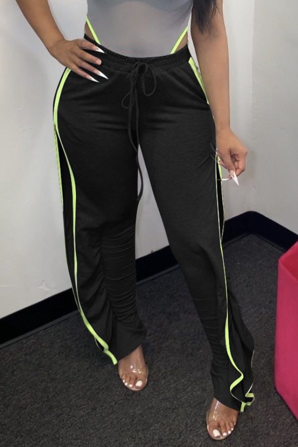 

Lovely Leisure Side High Slit Black Pants