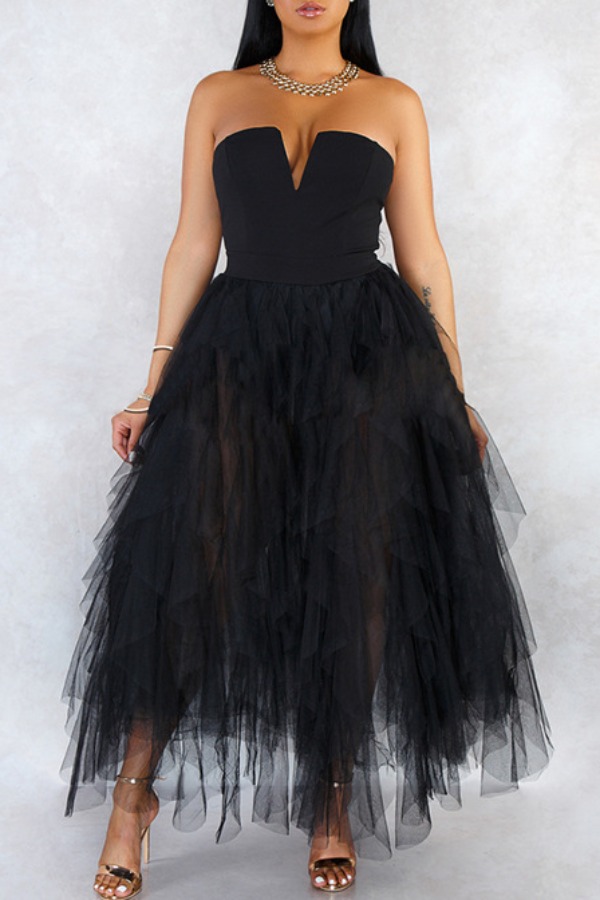 

Lovely Sexy See-through Black Ankle Length Dress