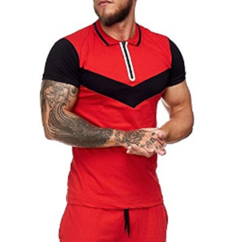 

Lovely Sportswear Patchwork Red Shirt