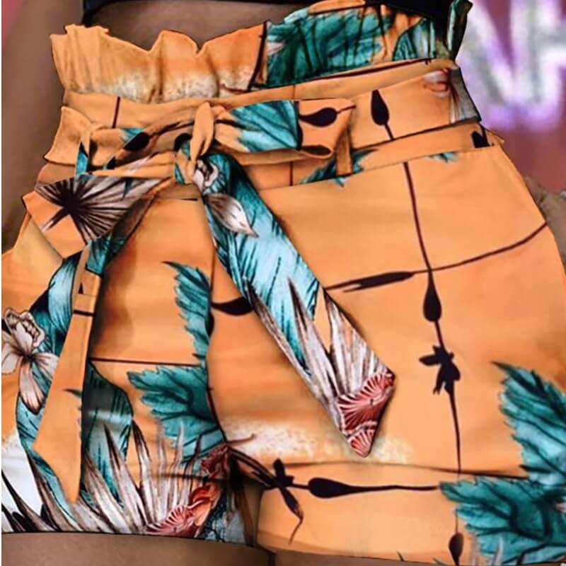 

LW COTTON Trendy Print Orange Shorts