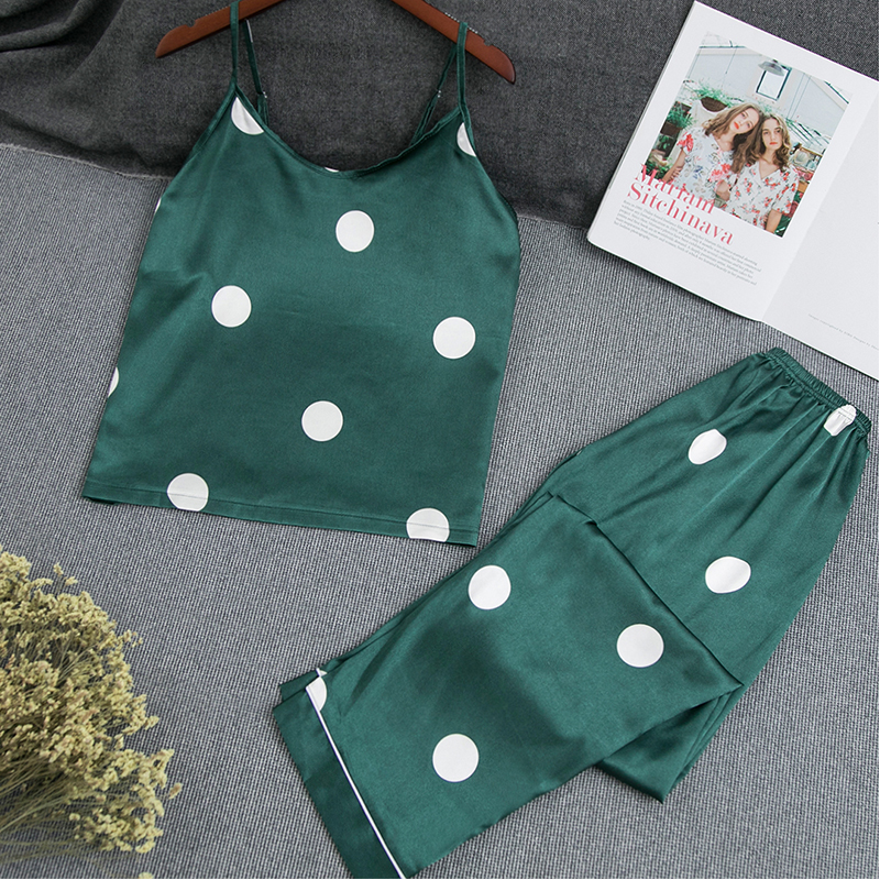 

Lovely Leisure Dot Print Green Sleepwear