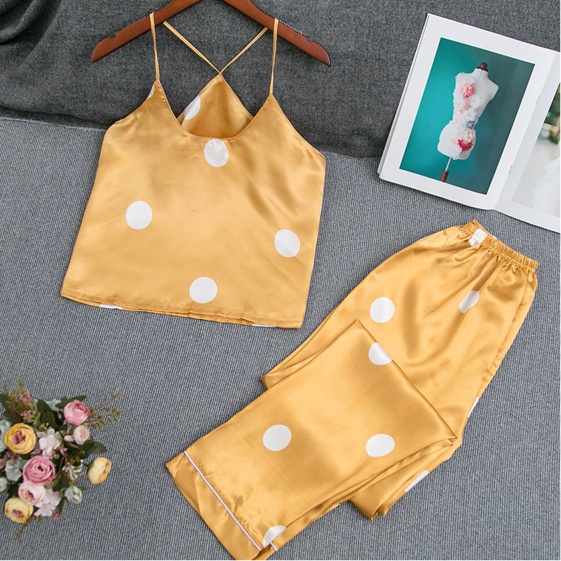 

Lovely Leisure Dot Print Yellow Sleepwear