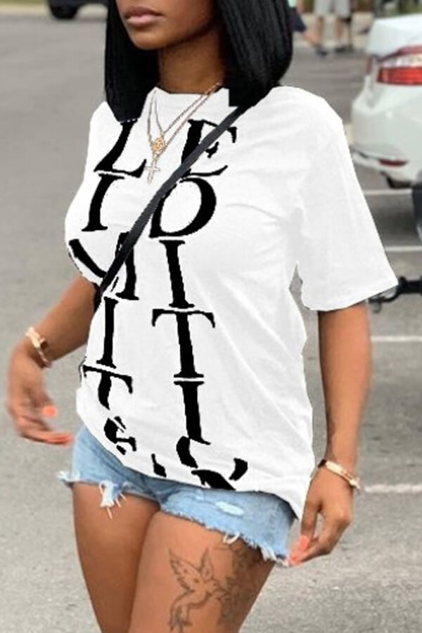 

Lovely Casual Letter White T-shirt