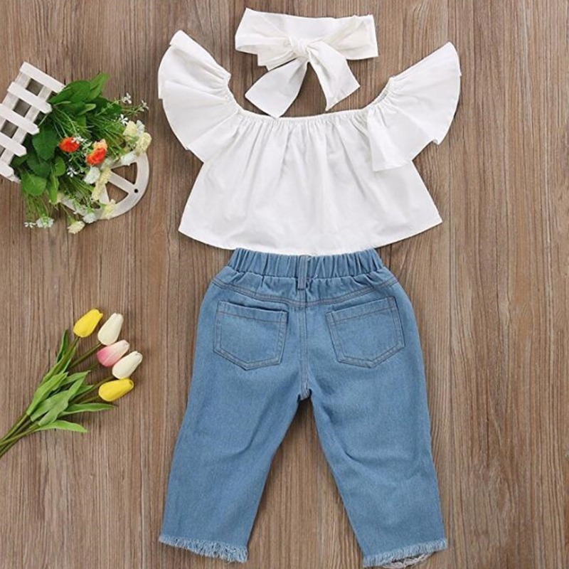 

Lovely Sweet Flounce Design White Girl Two-piece Pants Set