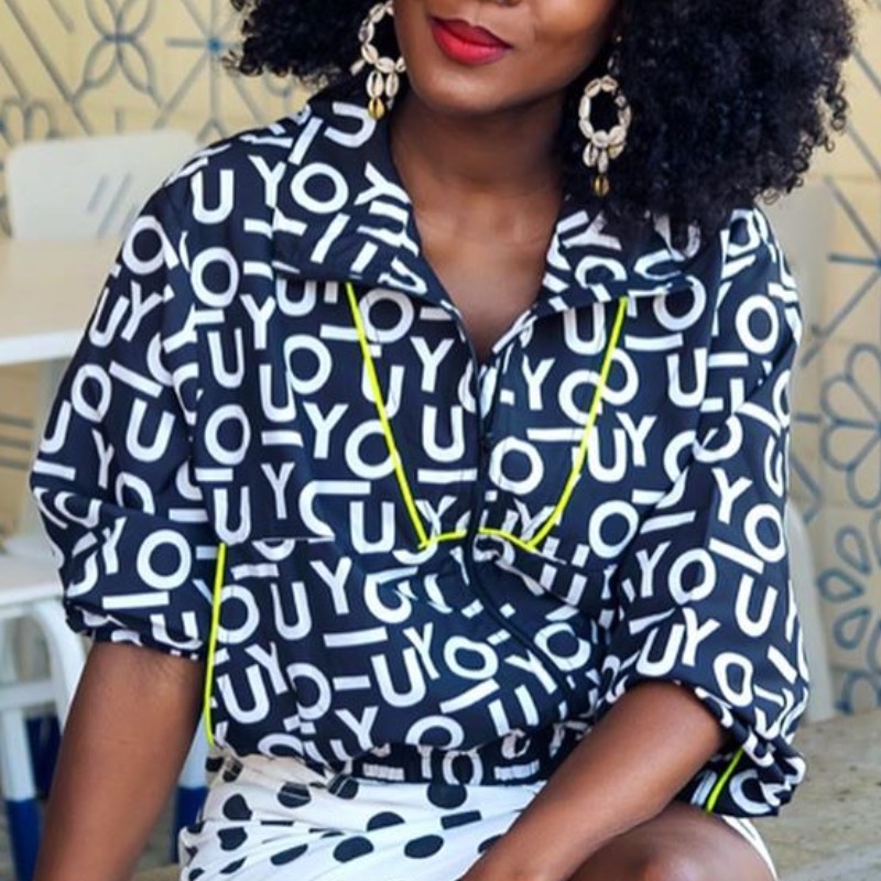

Lovely Trendy Letter Print Black Shirt