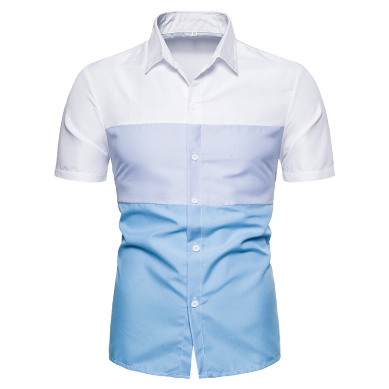 

Lovely Casual Patchwork Skyblue Shirt