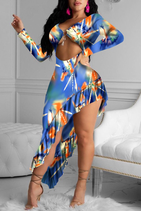 

Lovely Stylish Asymmetrical Blue Ankle Length Dress
