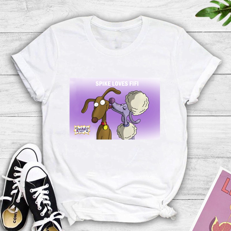 

Lovely Leisure O Neck Cartoon Print White T-shirt