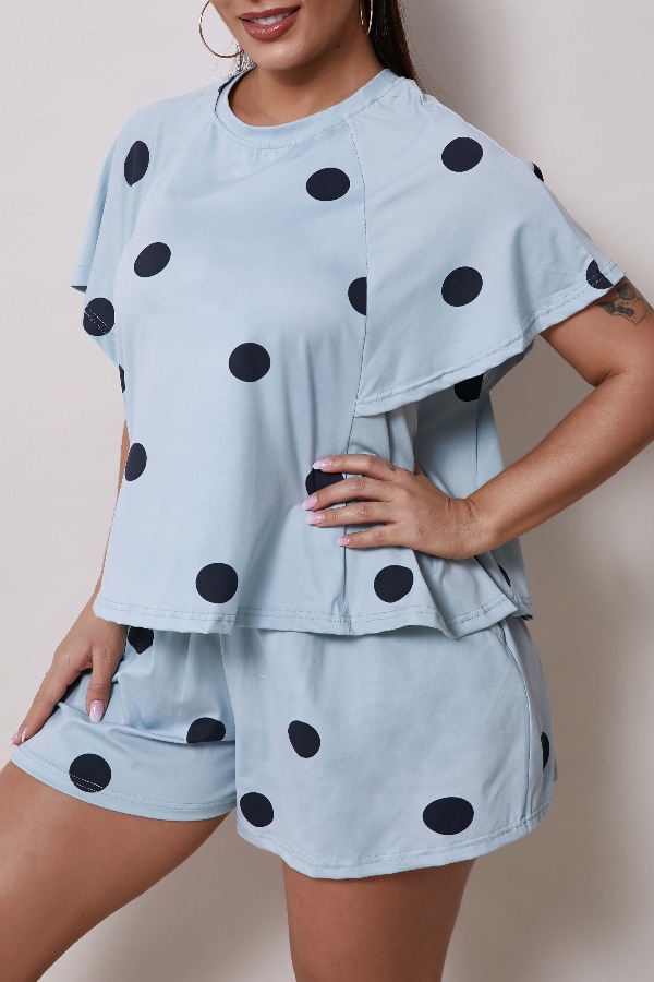 

Lovely Leisure Dot Print Acid Blue Sleepwear