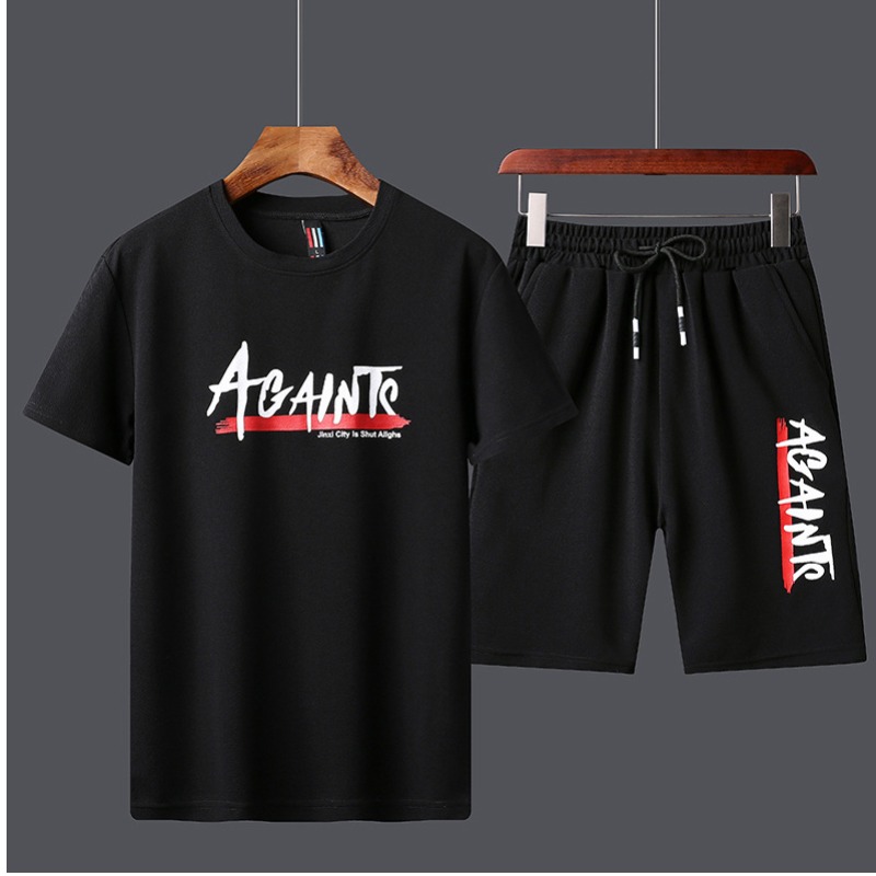 

Lovely Sportswear Letter Print Black Two-piece Shorts Set