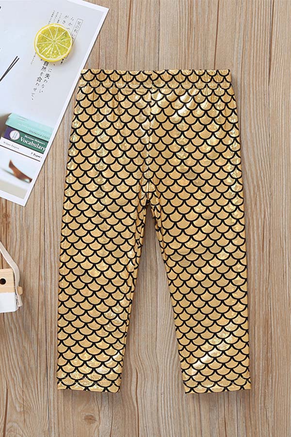

Lovely Casual Scale Gold Girl Pants
