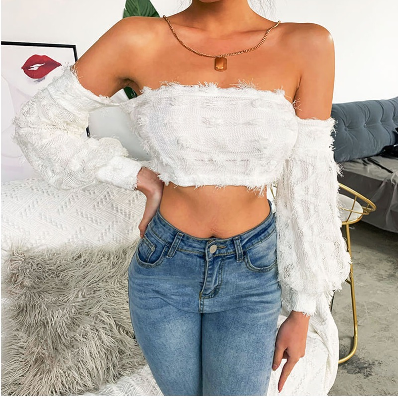 

Lovely Trendy Dew Shoulder White Blouse