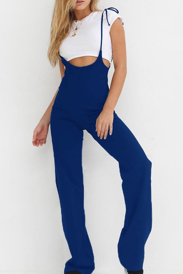 

Lovely Casual Lace-up Blue Loungewear