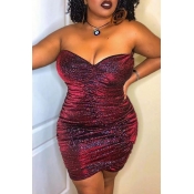 Lovely Sexy Fold Design Wine Red Knee Length Plus 