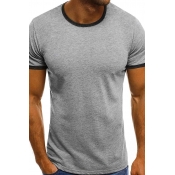 Lovely Casual O Neck Patchwork Light Grey T-shirt