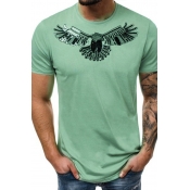 Lovely Casual O Neck Print Olive T-shirt