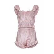 Lovely Leisure Fold Design Light Pink Sleepwear
