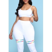 Lovely Sportswear High-waisted White Two-piece Pan