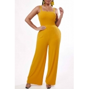 Lovely Trendy Basic Yellow One-piece Jumpsuit