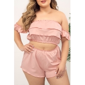 Lovely Sexy Flounce Design Dusty Pink Plus Size Sl
