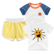 Lovely Casual Striped Print Yellow Boy Two-piece S