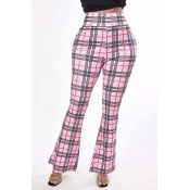 Lovely Trendy Grid Pink Pants