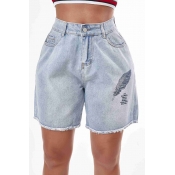 Lovely Casual Pocket Patched Blue Shorts