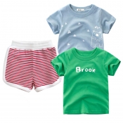 Lovely Casual Striped Red Boy Two-piece Shorts Set