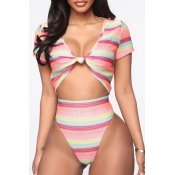 Lovely Striped Multicolor Two-piece Swimsuit·Presa