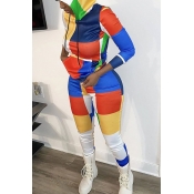 Lovely Casual Patchwork Multicolor Two-piece Pants