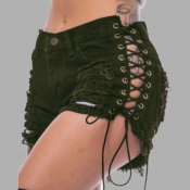 Lovely Sexy Bandage Design Black Shorts