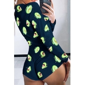 Lovely Stylish Print Green One-piece Romper