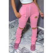 Lovely Sportswear Hollow-out Pink Pants