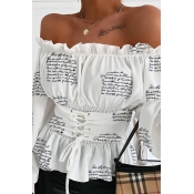 Lovely Sweet Print White Blouse