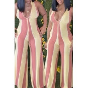 Lovely Casual Striped Yellow One-piece Jumpsuit