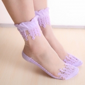 Lovely Sweet Patchwork Purple Socks