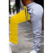 Lovely Casual Patchwork Yellow Plus Size Pants