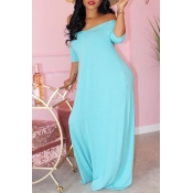 LW Casual Basic Skyblue Maxi Dress