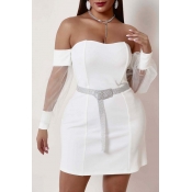 Lovely Trendy Patchwork White Mini Dress