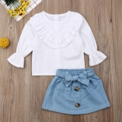 Lovely Sweet Flounce Design White Girl Two-piece S