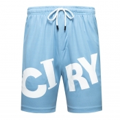 Lovely Sportswear Letter Baby Blue Shorts