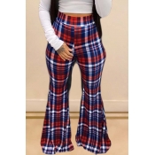 Lovely Trendy Grid Print Red Pants