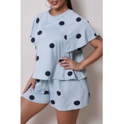 Lovely Leisure Dot Print Acid Blue Sleepwear