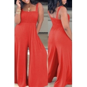 Lovely Casual Loose Red Plus Size One-piece Jumpsu