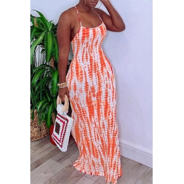 LW Trendy Print Red Maxi Dress