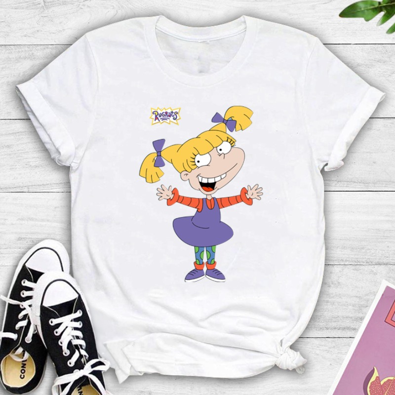 

Lovely Leisure O Neck Cartoon Print White T-shirt